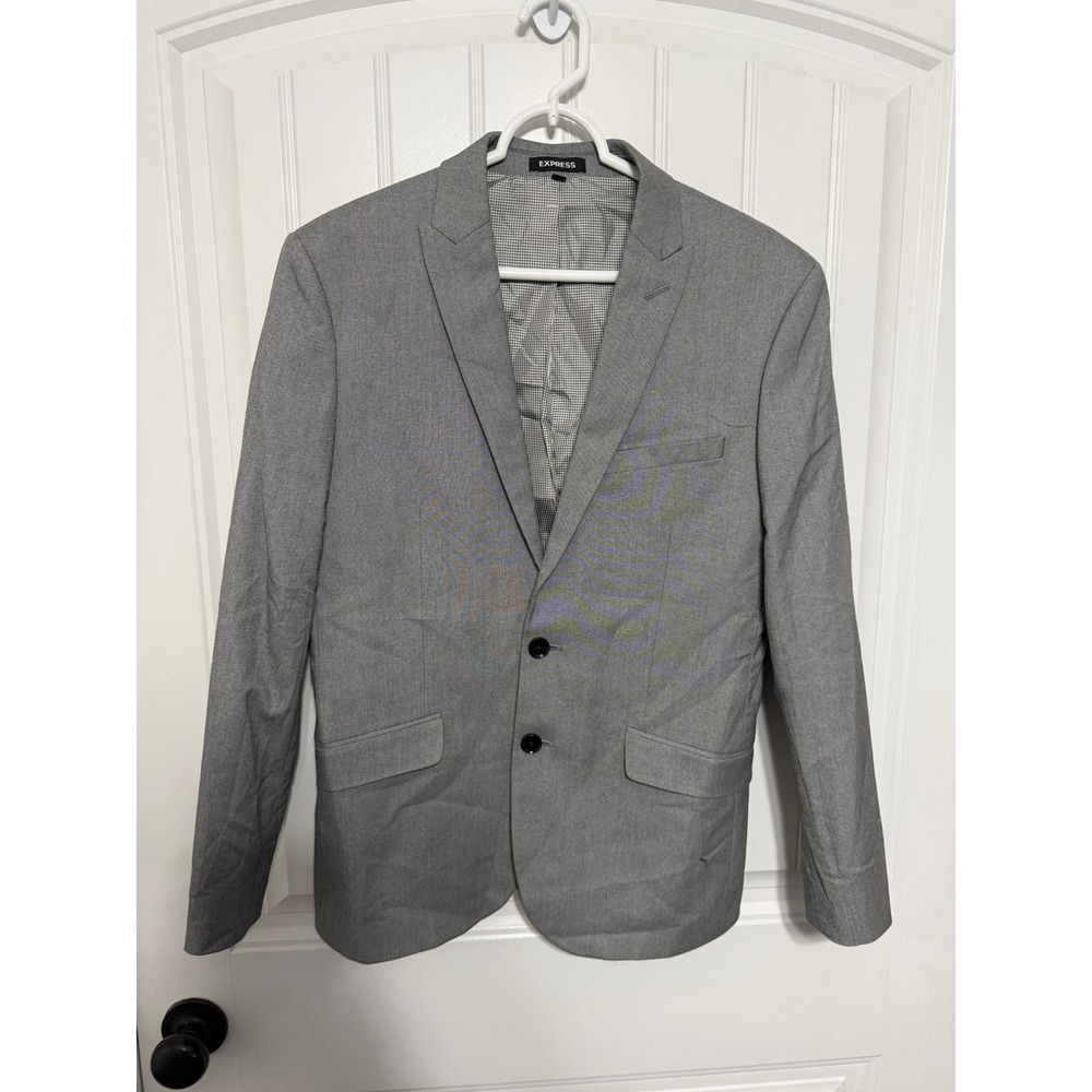 Express Blazer Mens 38S Extra Slim Grey Two Button Modern Professional EUC